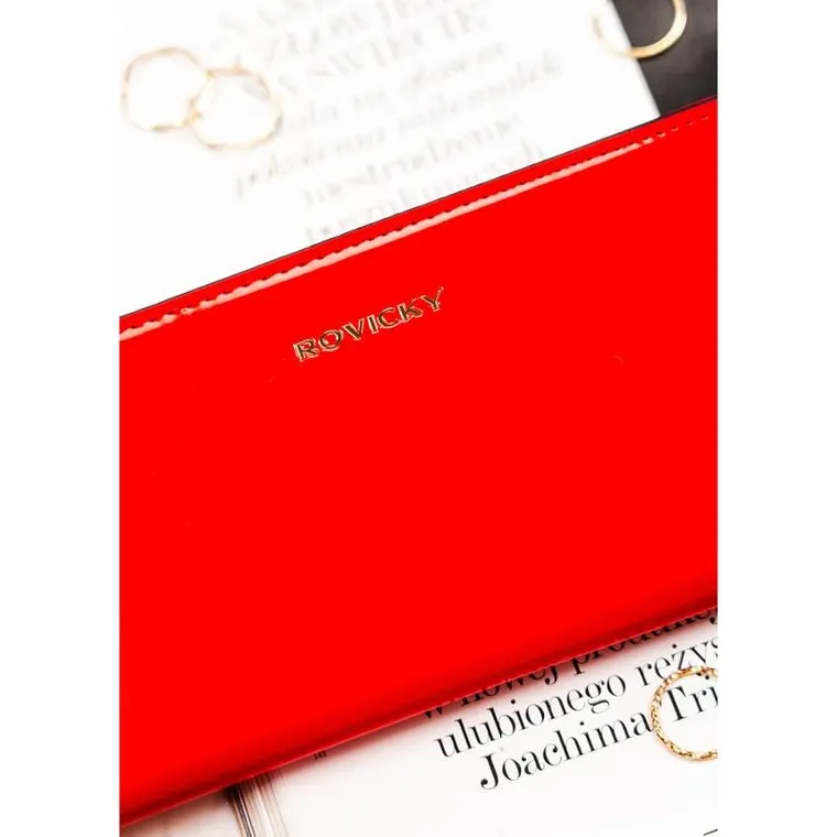 Portfel, czerwony, skóra ekologiczna, RFID, Rovicky