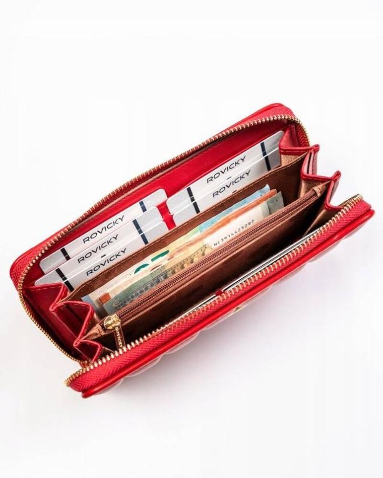 Portfel, czerwony, skóra ekologiczna, Rovicky
