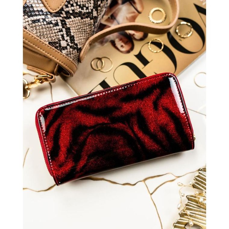 Portfel, czerwony, skóra naturalna i ekologiczna, Peterson