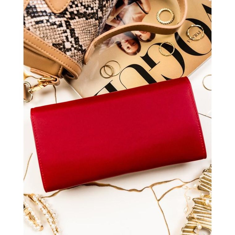 Portfel, czerwony, skóra naturalna i ekologiczna, Peterson