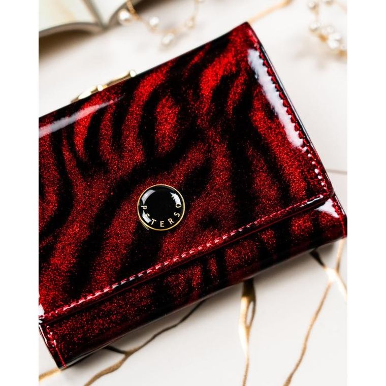 Portfel, czerwony, skóra naturalna i ekologiczna, Peterson