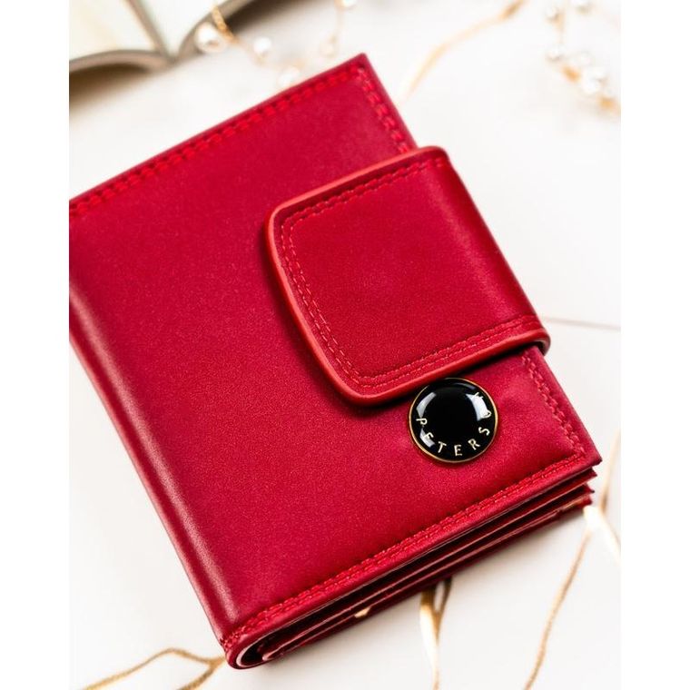 Portfel, czerwony, skóra naturalna i ekologiczna, RFID, Peterson