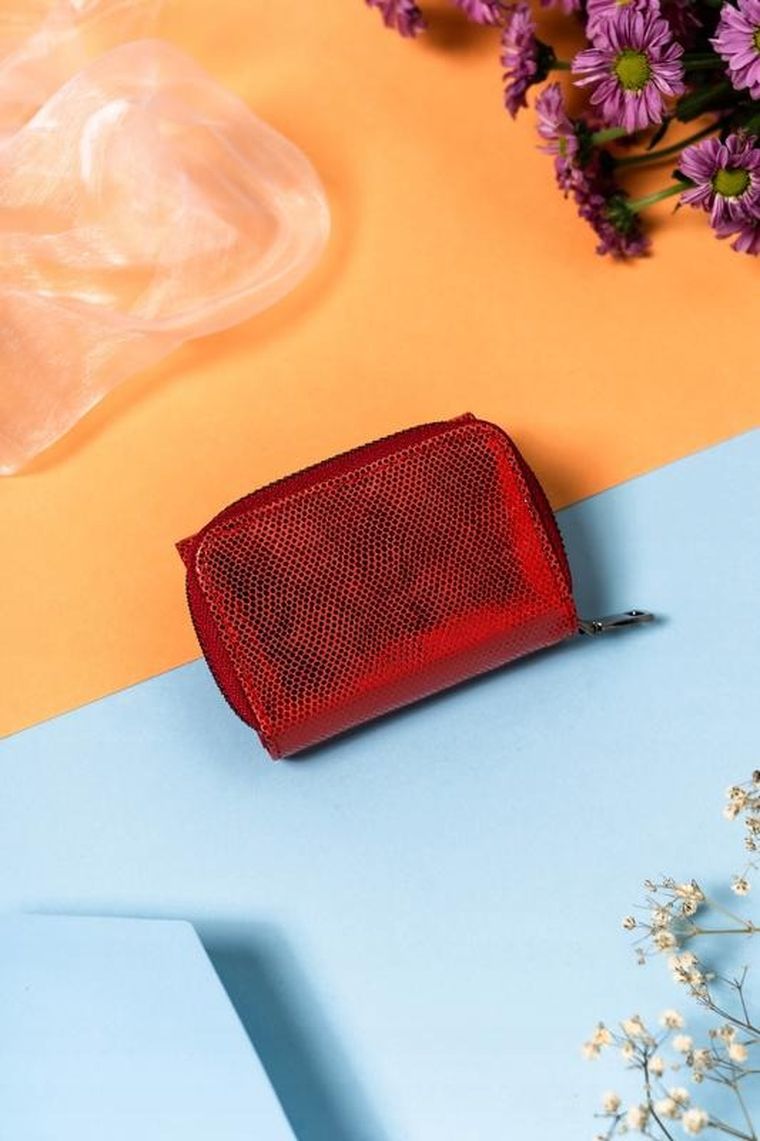 Portfel, czerwony, skórzany, Lorenti