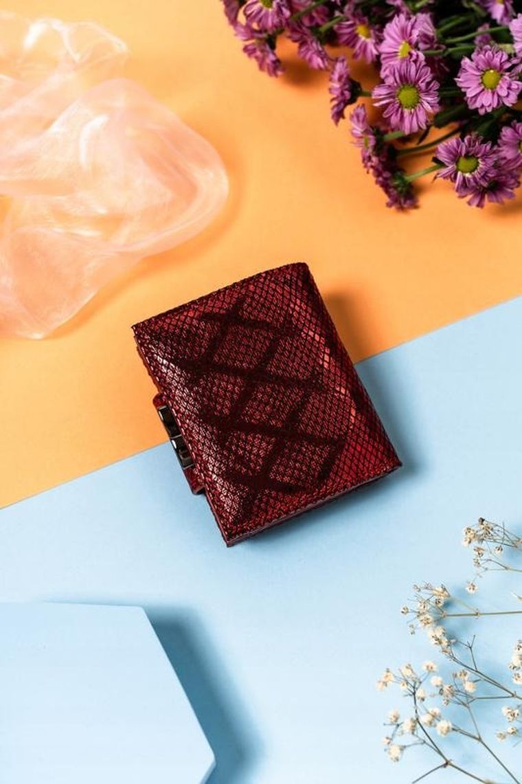 Portfel, czerwony, skórzany, Lorenti