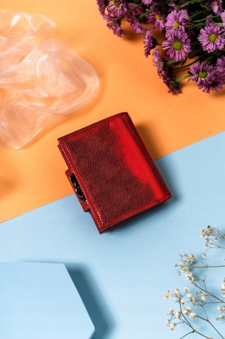 Portfel, czerwony, skórzany, Lorenti