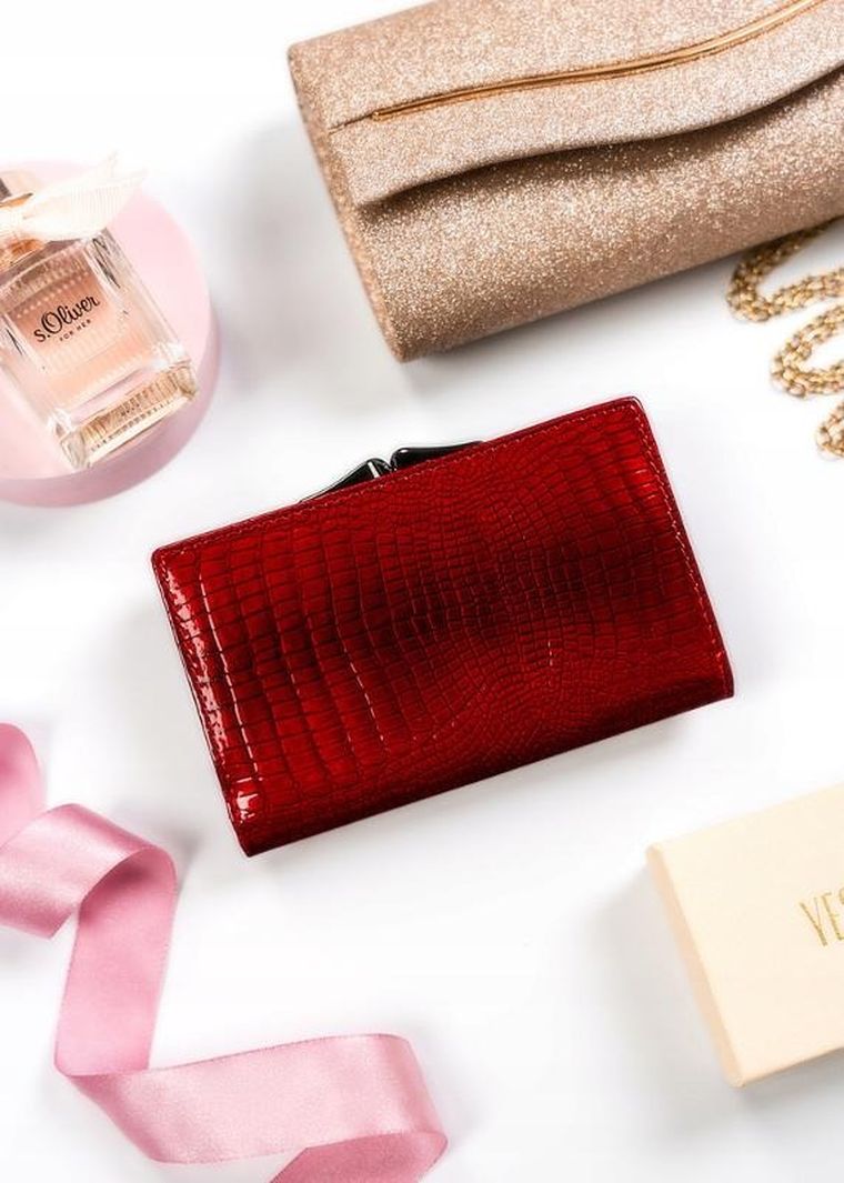 Portfel, czerwony, skórzany, Lorenti