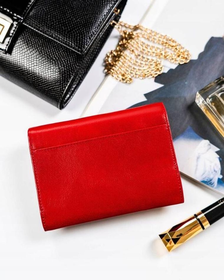 Portfel, czerwony, skórzany, Nicole