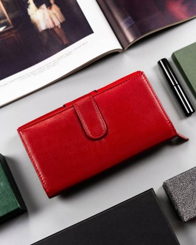 Portfel, czerwony, skórzany, Peterson