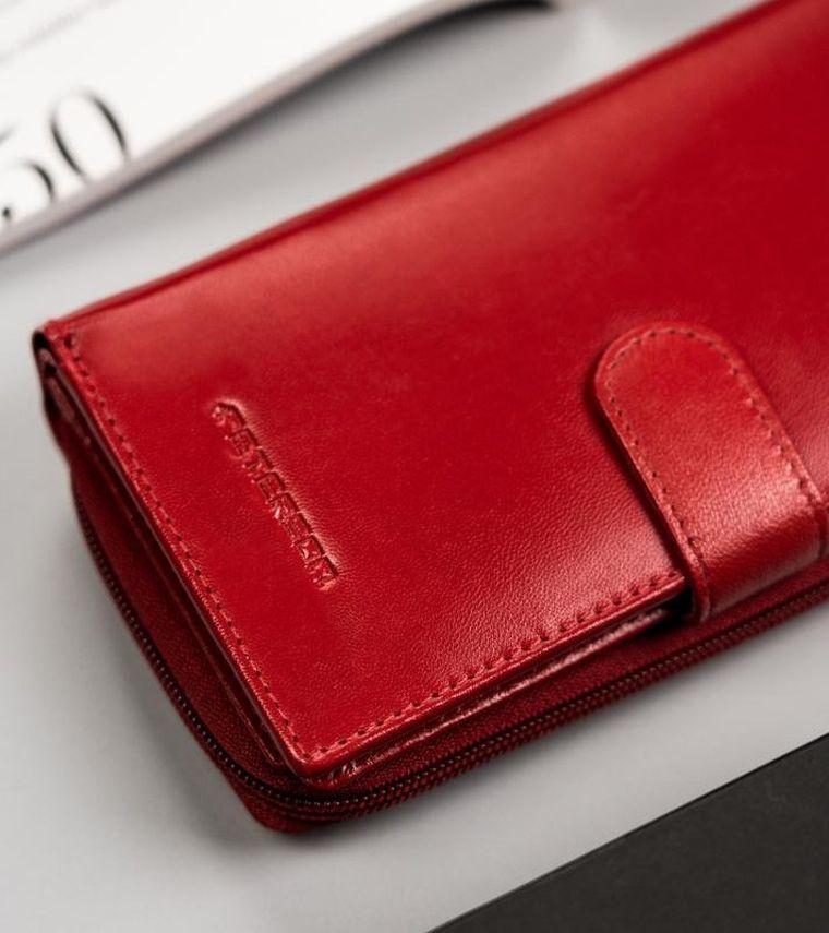 Portfel, czerwony, skórzany, Peterson