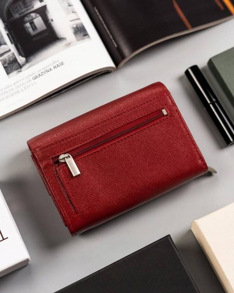 Portfel, czerwony, skórzany, Peterson