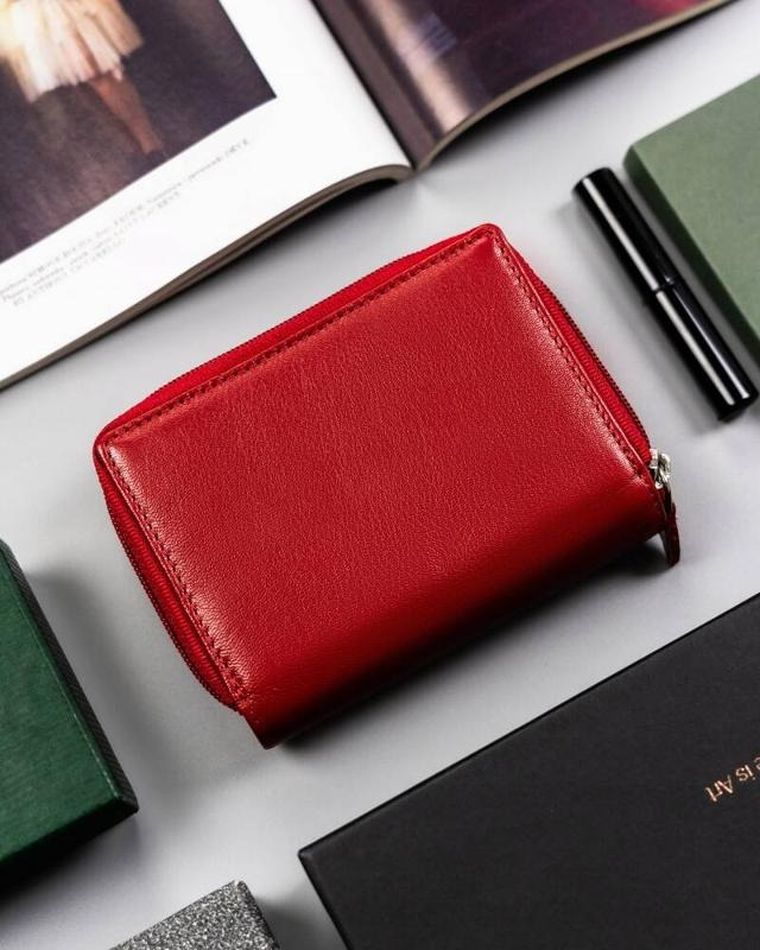 Portfel, czerwony, skórzany, Peterson