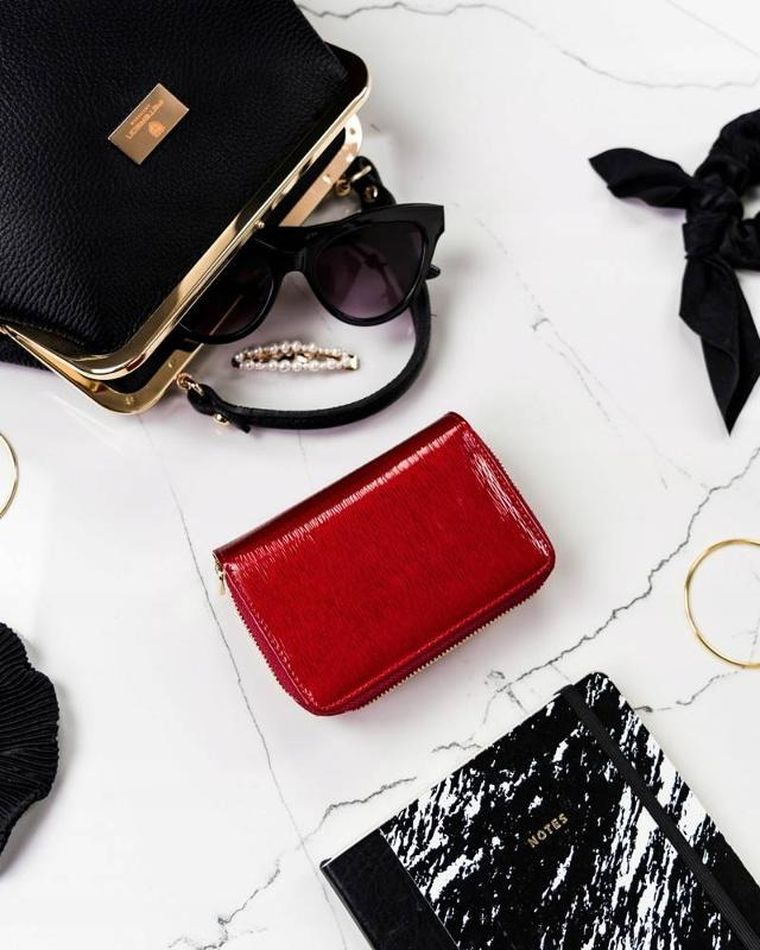 Portfel, czerwony, skórzany, Peterson