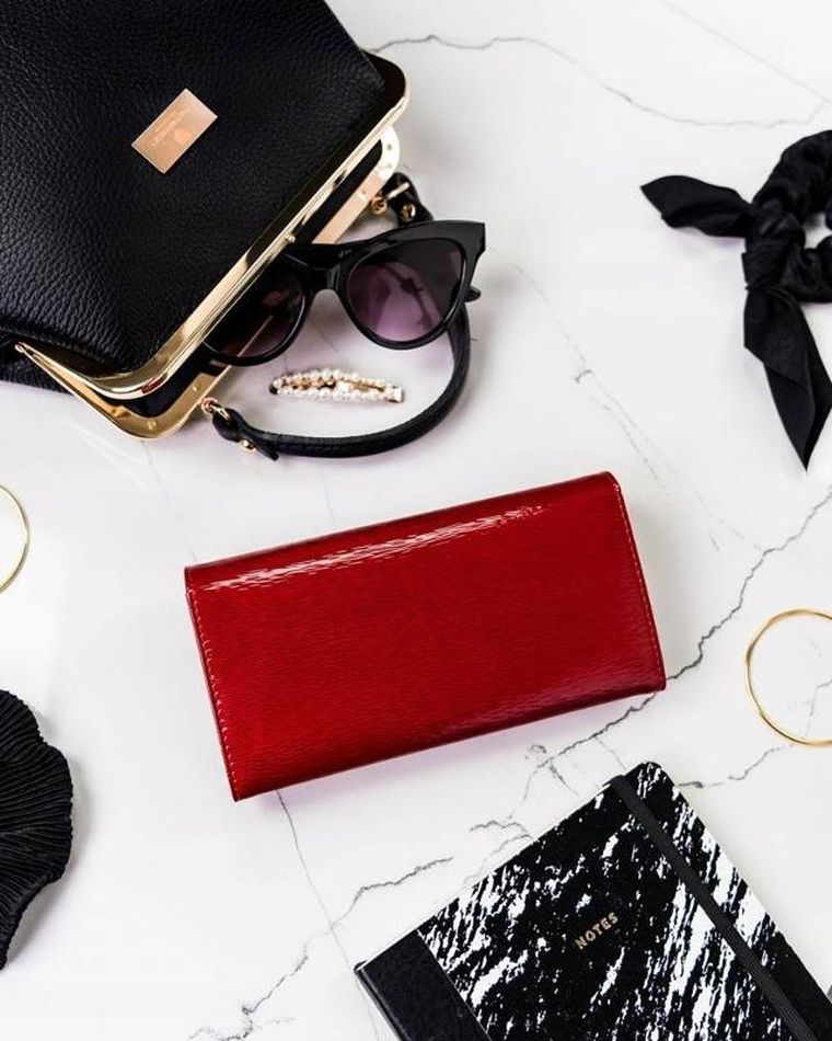 Portfel, czerwony, skórzany, Peterson