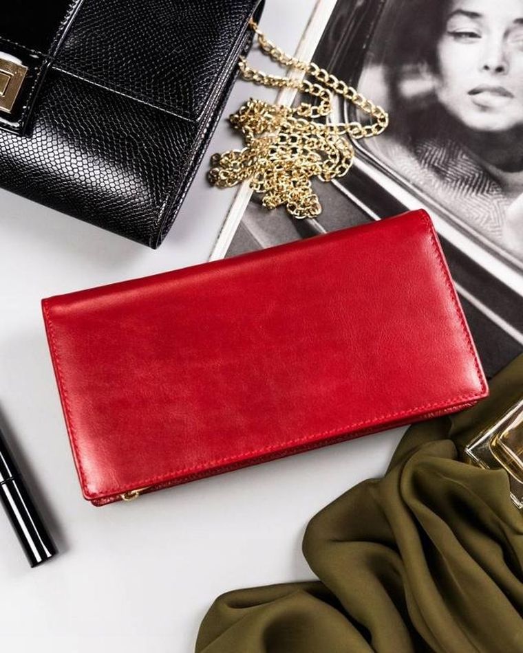 Portfel, czerwony, skórzany, Peterson