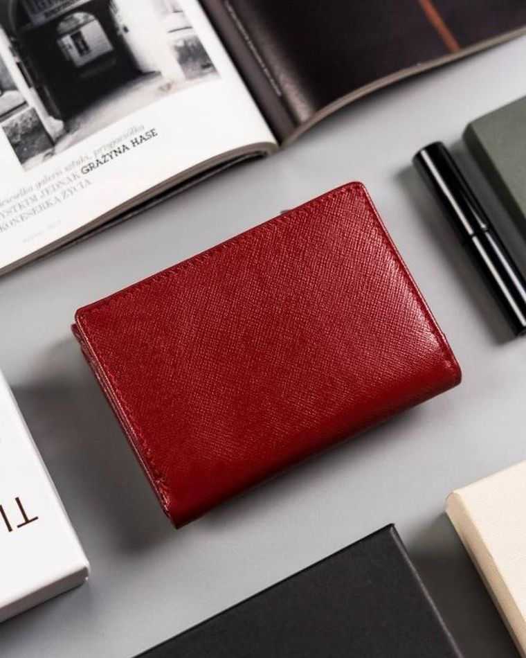 Portfel, czerwony, skórzany, Peterson