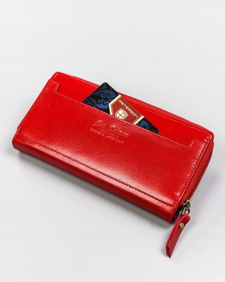Portfel, czerwony skórzany, Peterson
