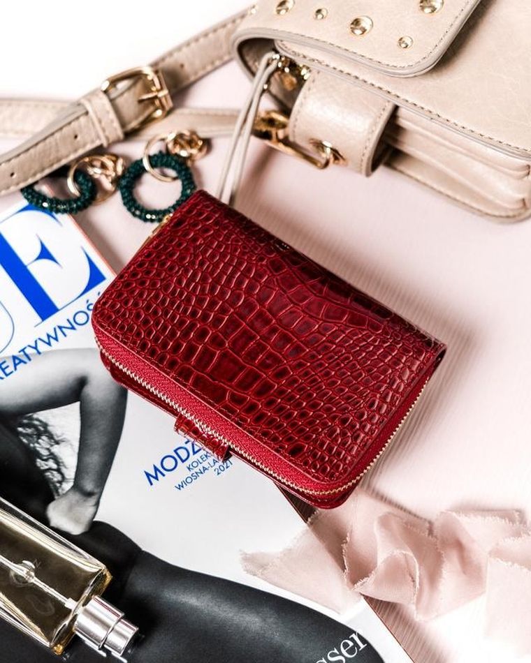 Portfel, czerwony, skórzany, Peterson