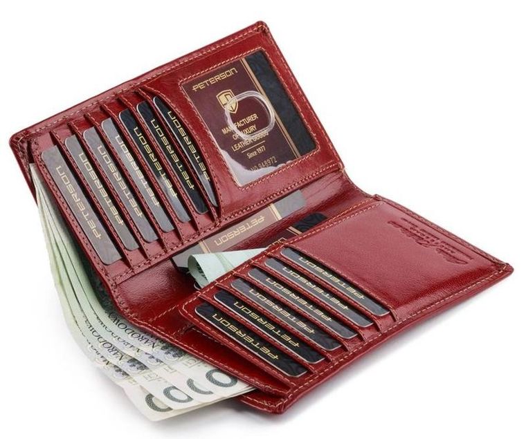 Portfel, czerwony, skórzany, Peterson