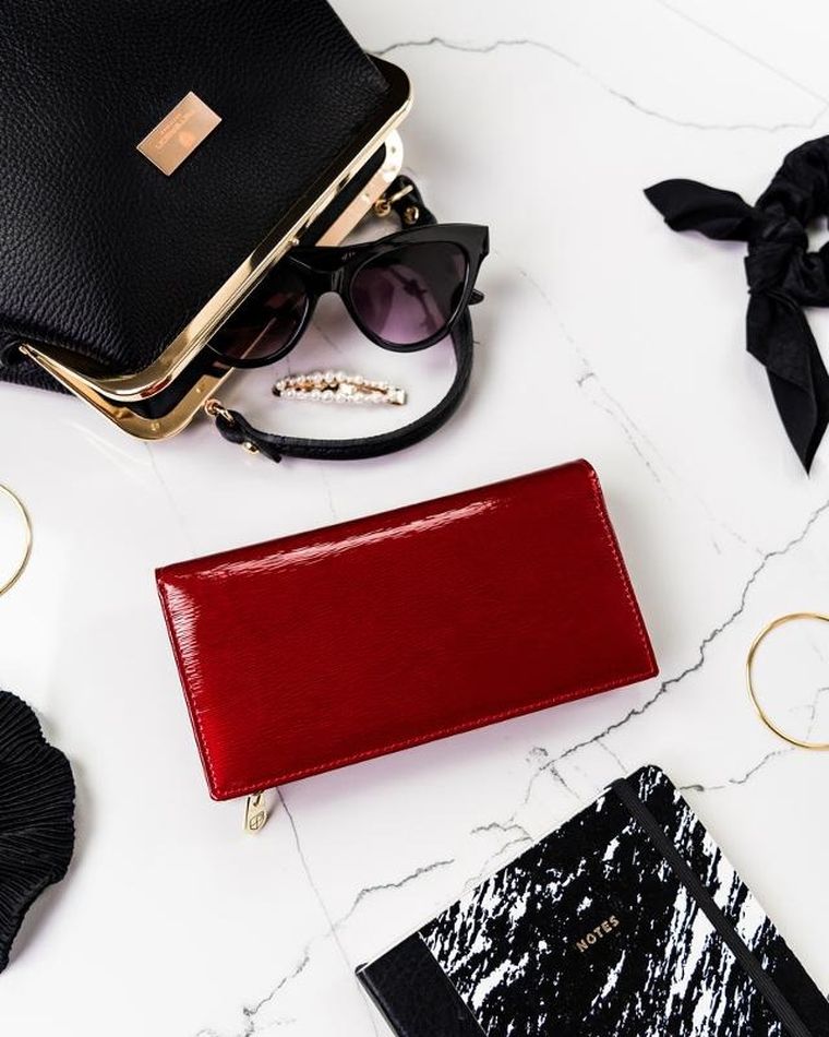 Portfel, czerwony, skórzany, Peterson