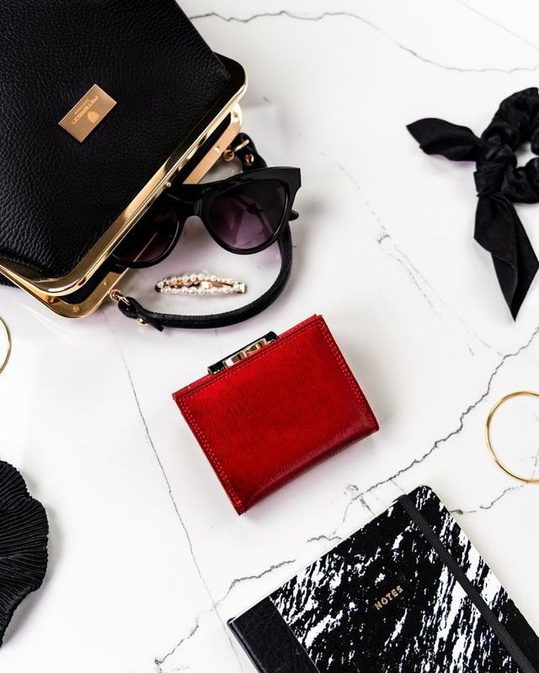 Portfel, czerwony, skórzany, Peterson