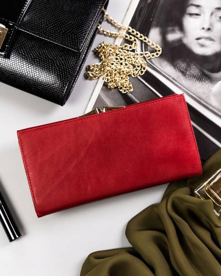 Portfel, czerwony, skórzany, Peterson