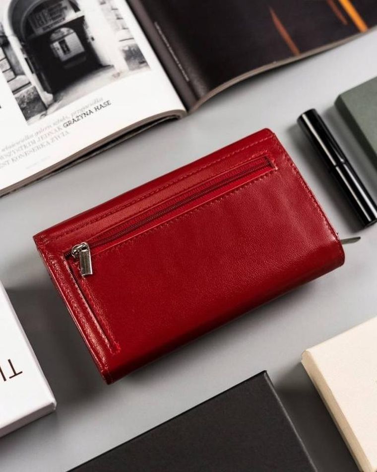 Portfel, czerwony, skórzany, Peterson