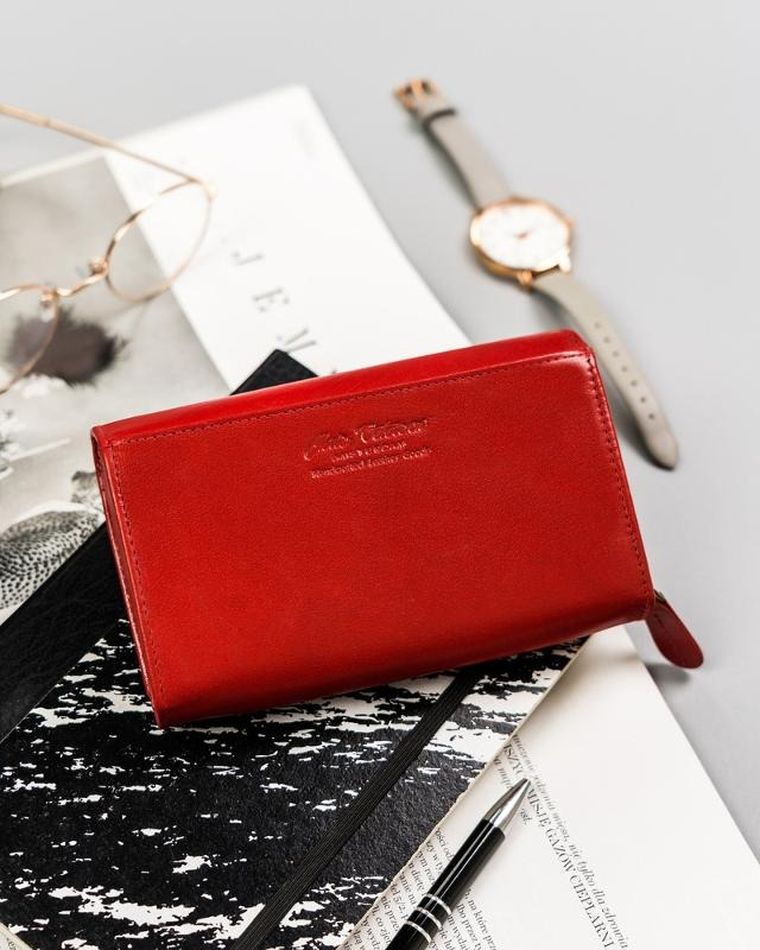 Portfel, czerwony, skórzany, Peterson