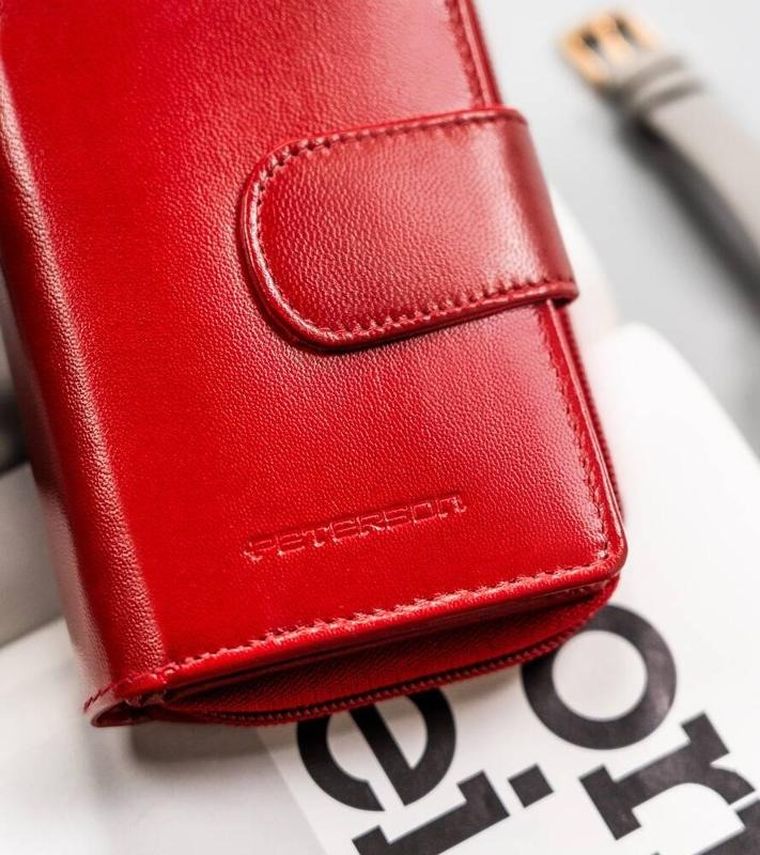 Portfel, czerwony, skórzany, Peterson