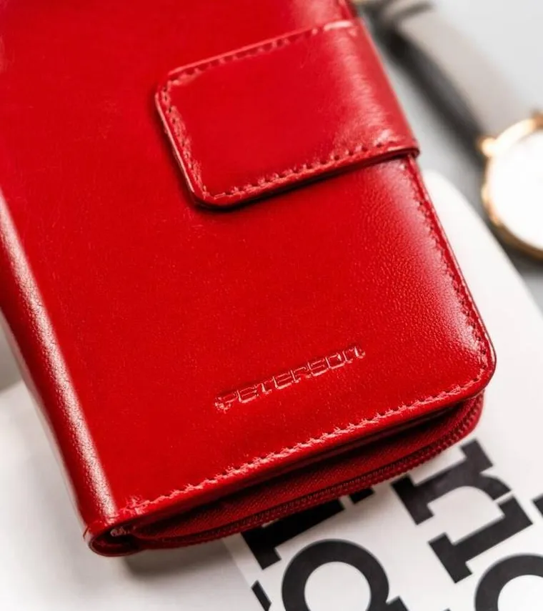 Portfel, czerwony, skórzany, Peterson