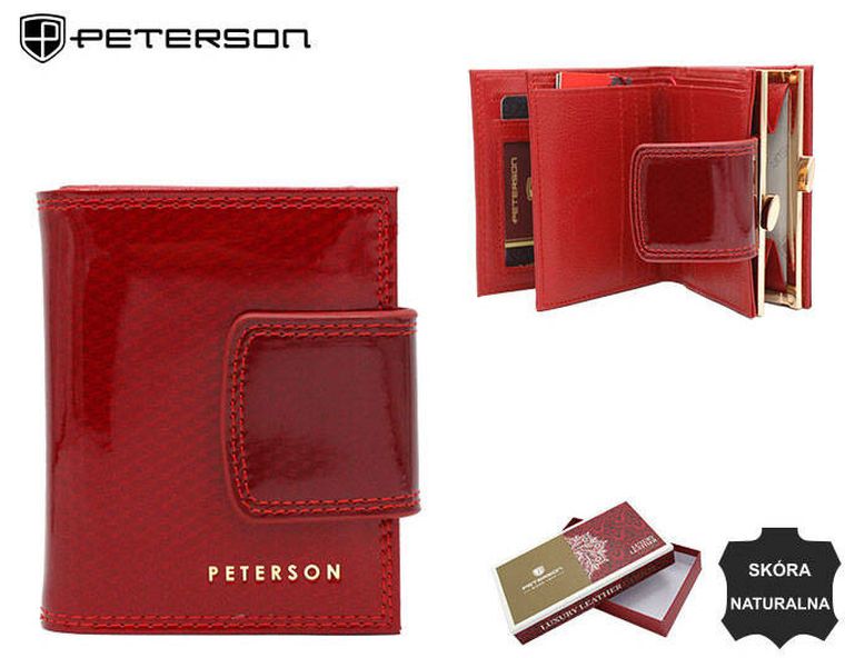 Portfel, czerwony, skórzany, Peterson