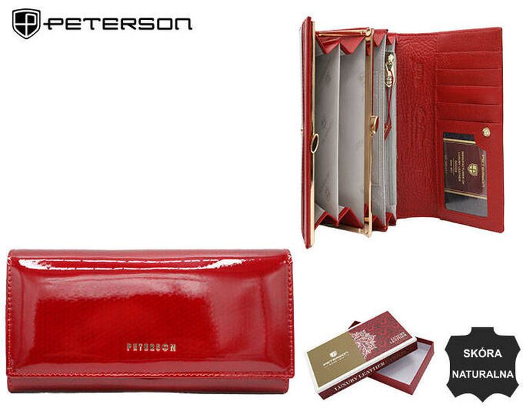 Portfel, czerwony, skórzany, Peterson