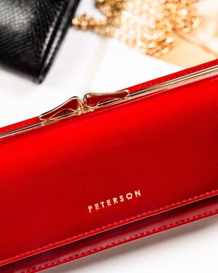 Portfel, czerwony, skórzany, Peterson