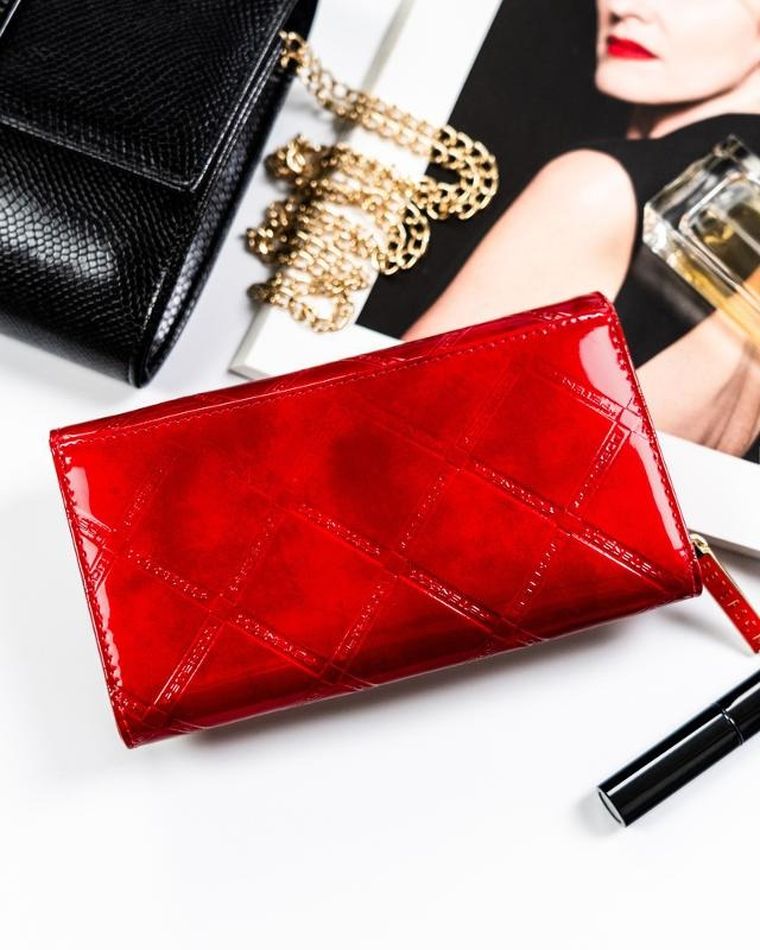 Portfel, czerwony, skórzany, Peterson