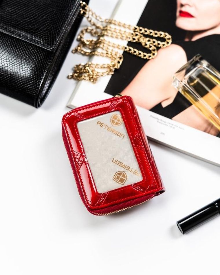 Portfel, czerwony, skórzany, Peterson