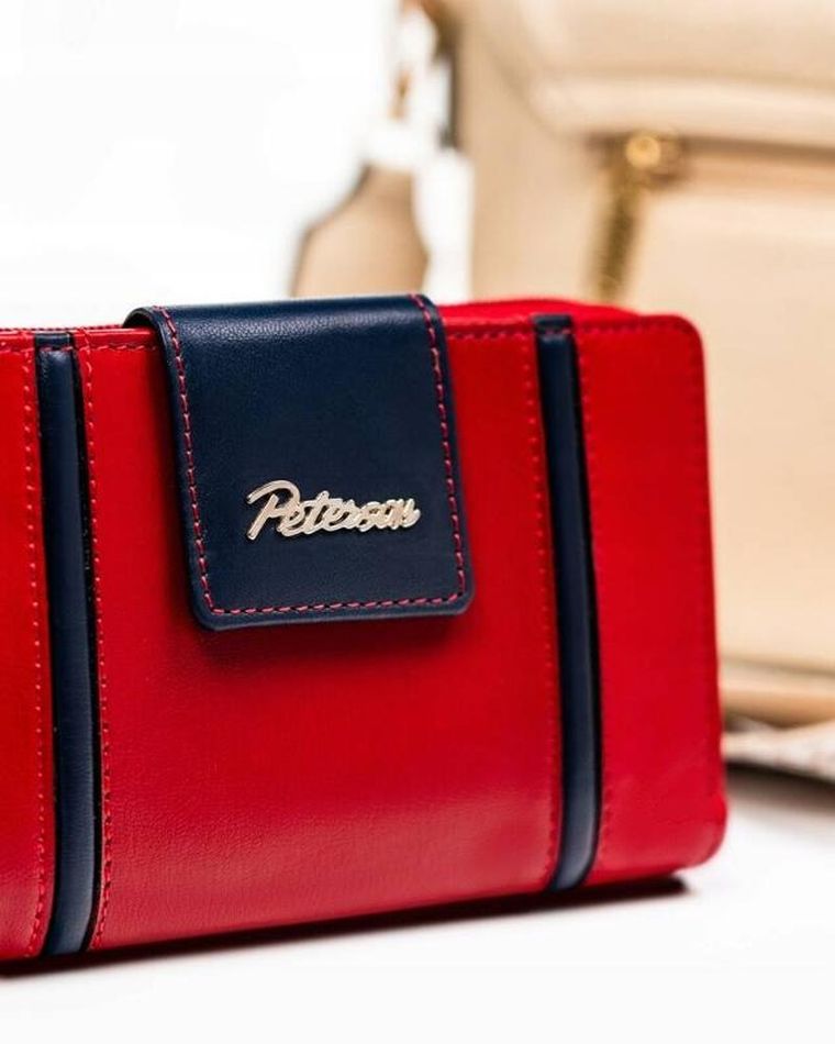 Portfel, czerwony, skórzany, Peterson