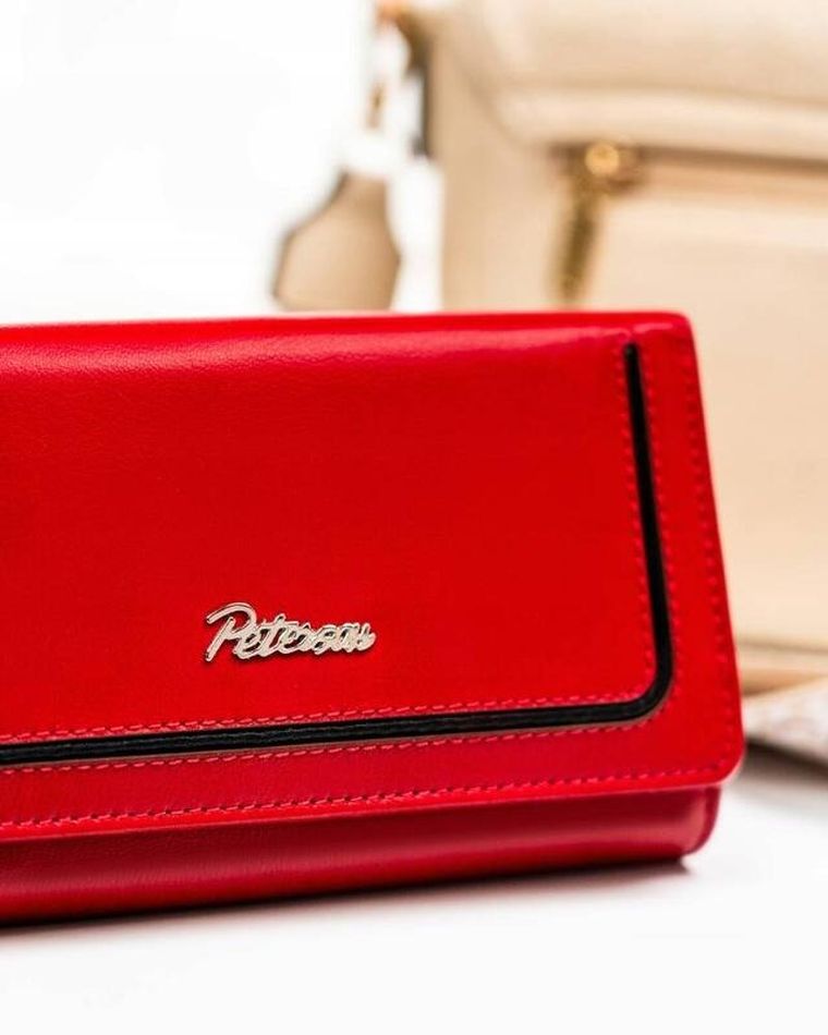 Portfel, czerwony, skórzany, Peterson