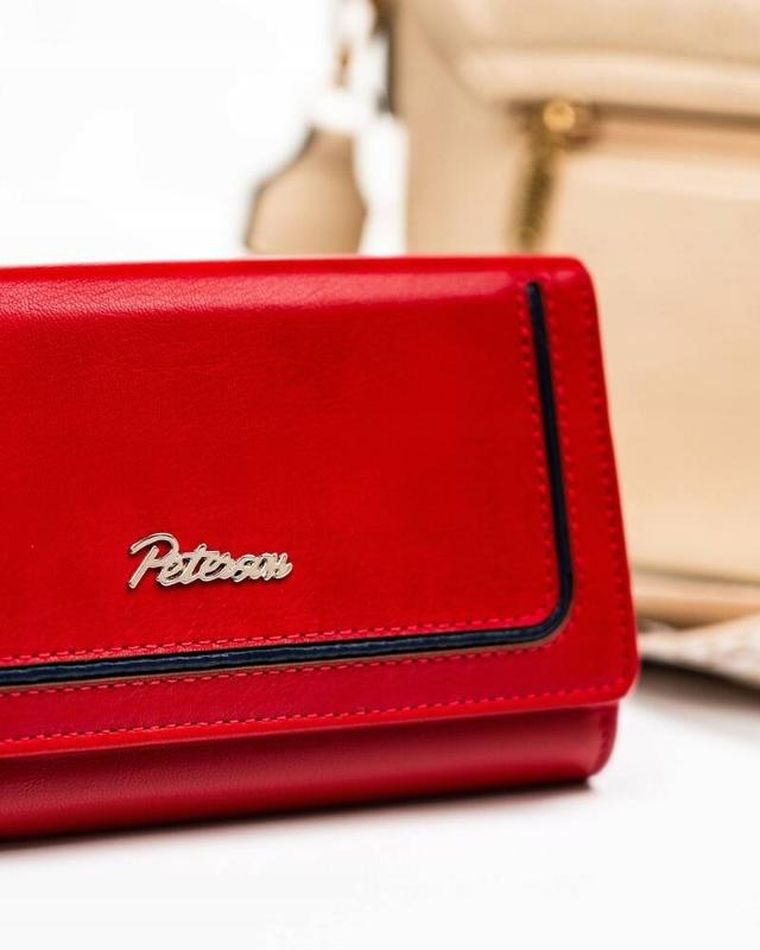 Portfel, czerwony, skórzany, Peterson