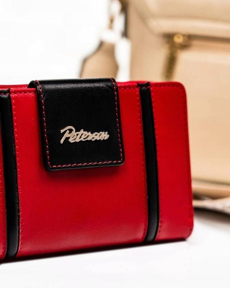 Portfel, czerwony, skórzany, Peterson
