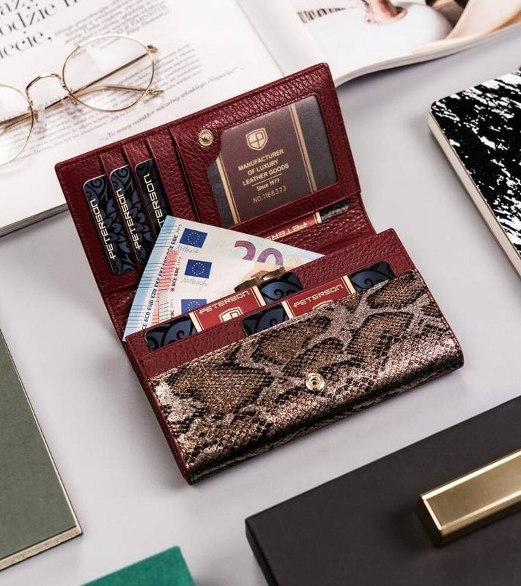 Portfel, czerwony, skórzany, Peterson