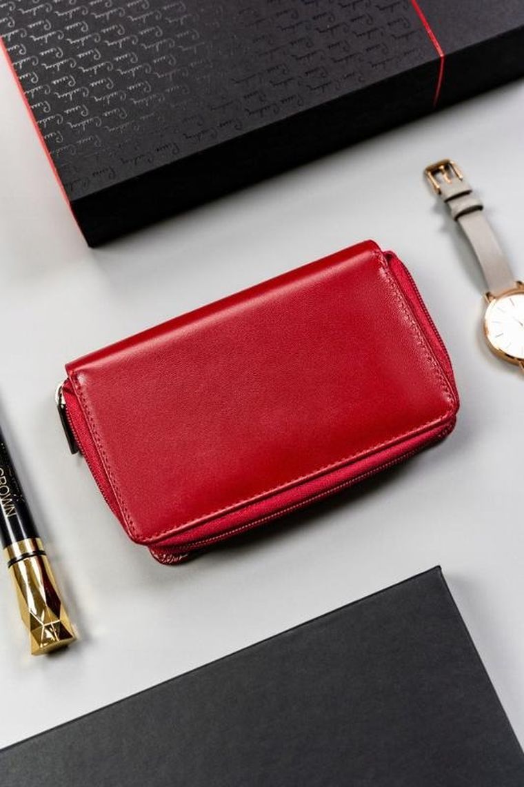 Portfel, czerwony, skórzany, Peterson