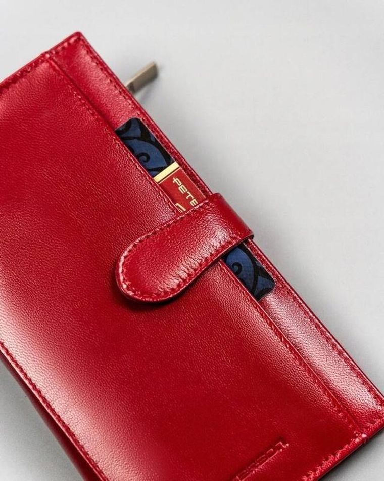 Portfel, czerwony, skórzany, Peterson