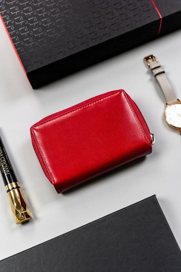 Portfel, czerwony, skórzany, Peterson