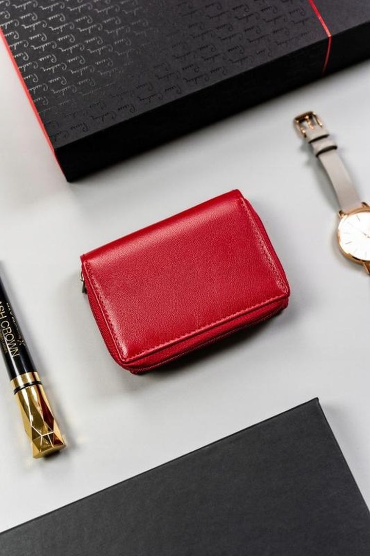 Portfel, czerwony, skórzany, Peterson