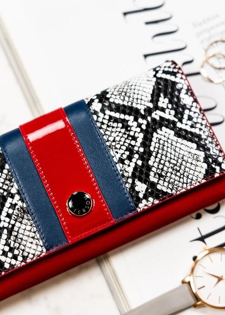 Portfel, czerwony, skórzany, Peterson