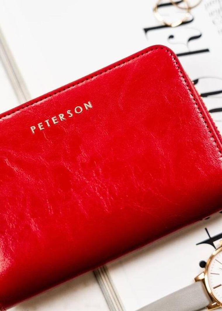 Portfel, czerwony, skórzany, Peterson