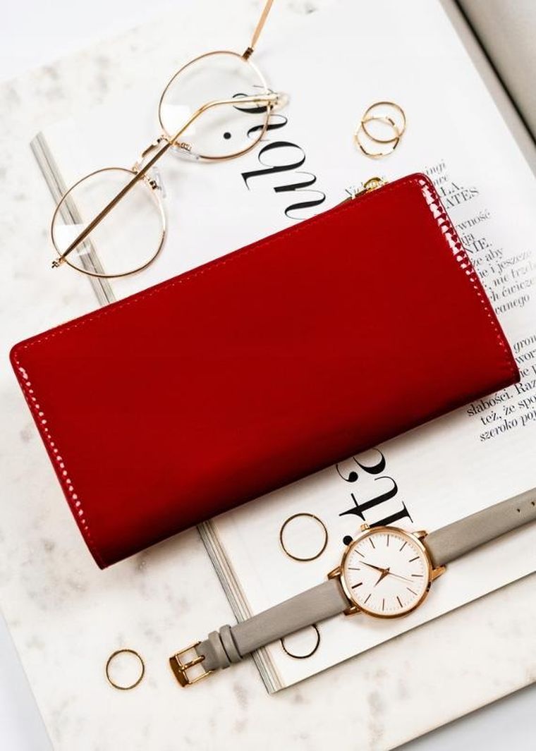 Portfel, czerwony, skórzany, Peterson