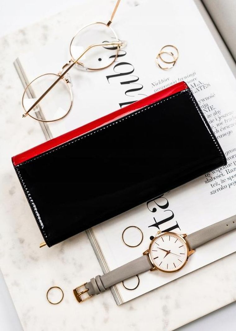 Portfel, czerwony, skórzany, Peterson