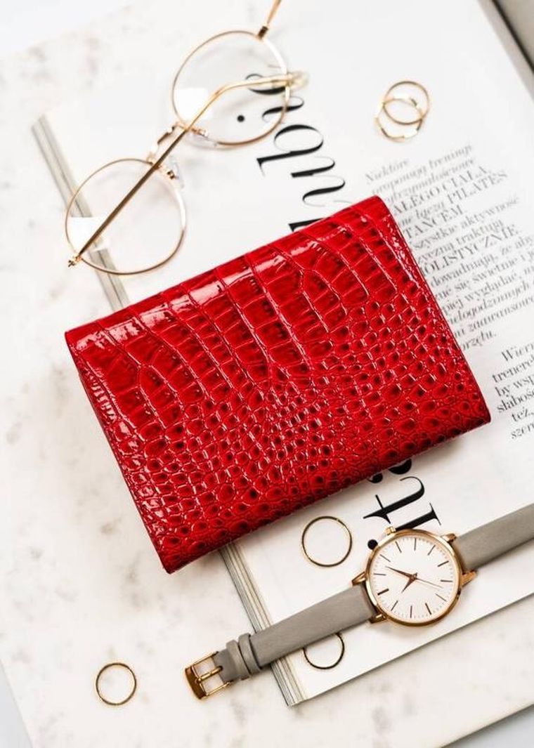 Portfel, czerwony, skórzany, Peterson