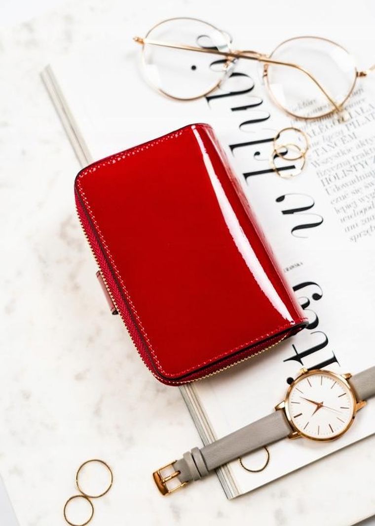 Portfel, czerwony, skórzany, Peterson