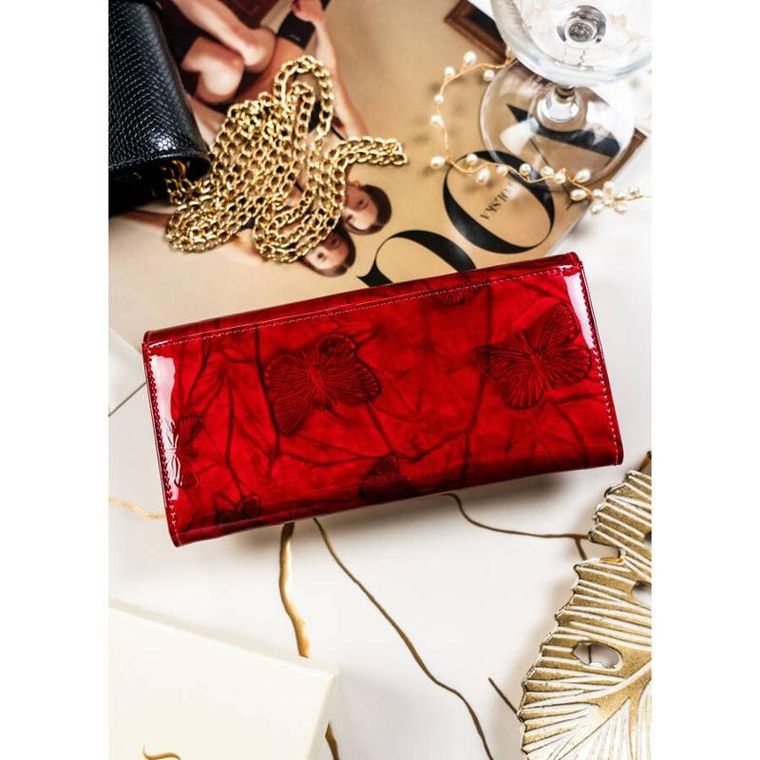 Portfel, czerwony, skórzany, Peterson